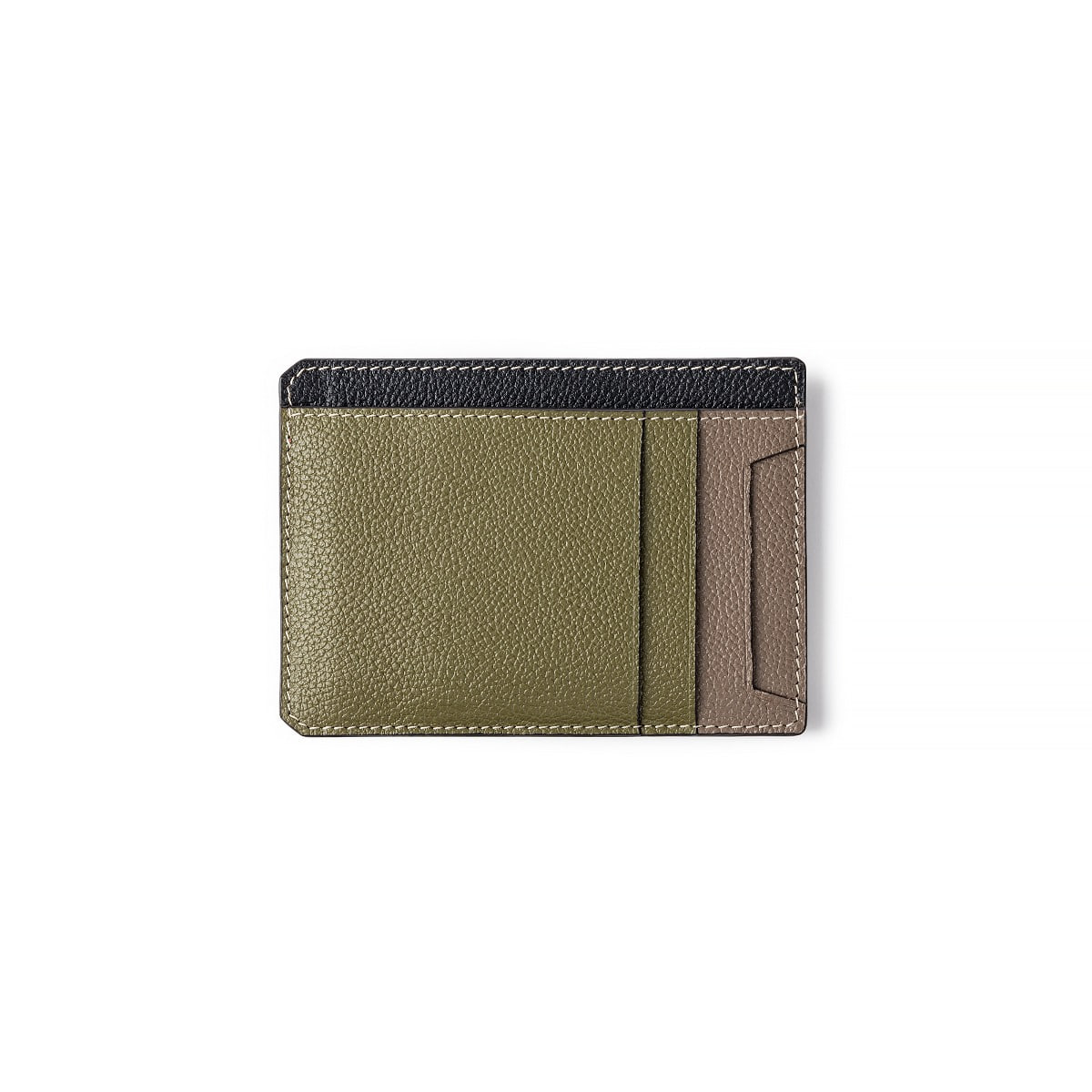 컬러 블럭 카드 지갑 : 블랙+카키 바로배송